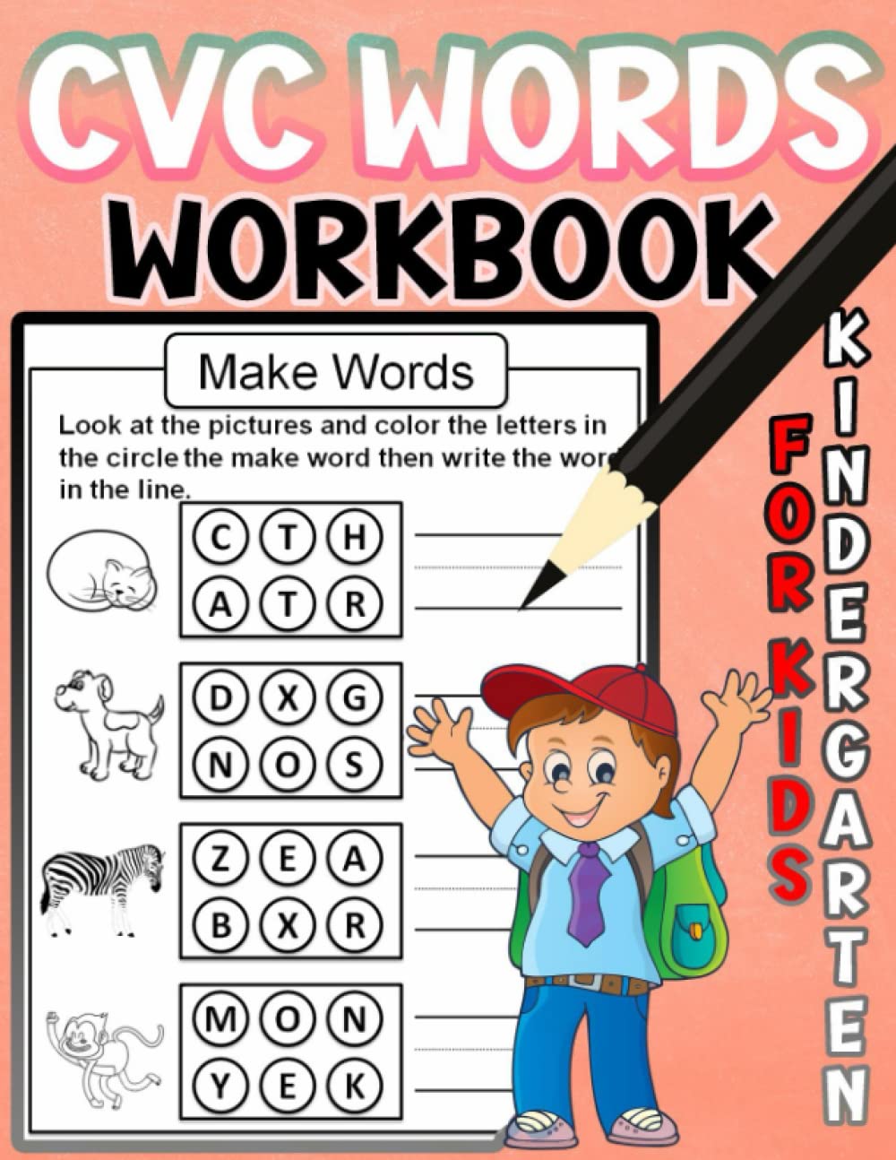 cvc words workbook kindergarten for kids read trace write cvc words fun book to practice reading and writing cvc words book for kindergarten activity trace practice peroni 9798433511651 amazon com books