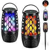 Upgraded Outdoor Speakers, Wireless Speakers with Bluetooth Outdoor Gift for Men, Wireless Speaker Multi-Sync up to 100 Speakers with Colorful Light, HD Stereo, Stake, Hook for Patio/Yard/Porch