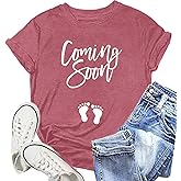 NEWKA Pregnancy Reveal Shirts for Women New Baby Announcement Tshirt Mom to Be Tee Tops