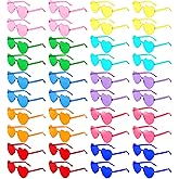 YWL 40 Pairs Heart Shaped Sunglasses Bulk, Colorful Rimless Fun Heart Sunglasses for Women Party Favors