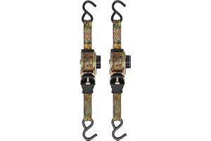 SMARTSTRAPS 10’ Retractable Ratchet Straps, 2 Pack — Heavy Duty Camo Ratchet Straps, 3,000lb Break Strength, 1,000lb Safe Wor