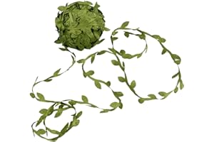 IDONGCAI Artificial Green Leaf Ribbon, Decorative Vine Roll, Faux Leaves for DIY Crafts, Home Decor