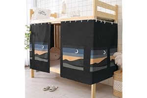 Mocarly Dorm Single Twin Bunk Bed Tents Drapes Dustproof Blackout Underbed Cloth Bed Privacy Curtains 2 Panels (Moonnight-2 Panels, 45.3 x 78.7 in)