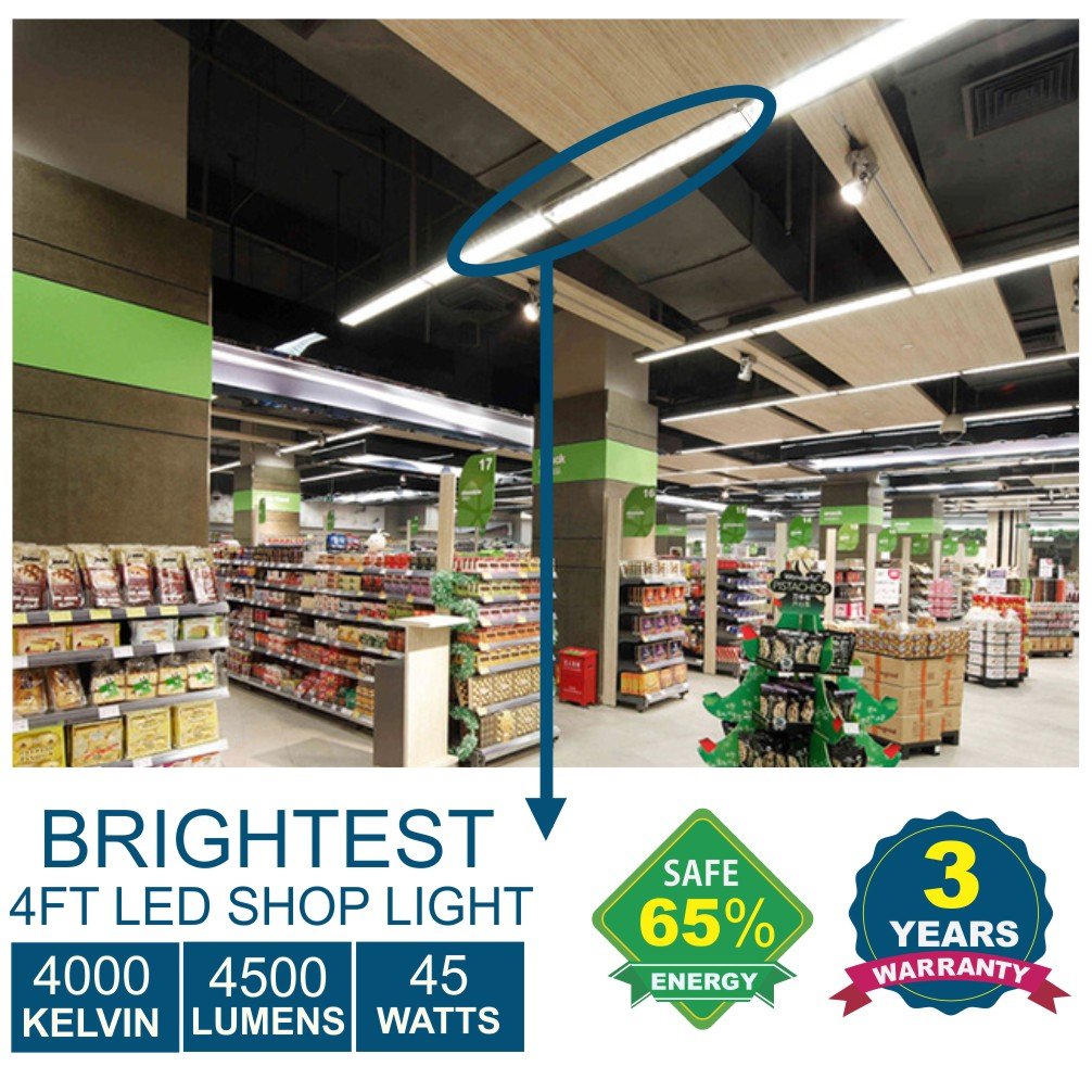 (Pack of 2) Barrina 4ft 45 Watt Extendable Utility LED Shop Light