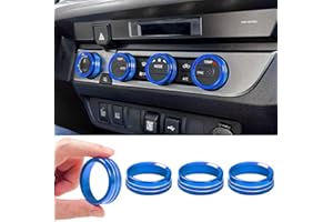 JKCOVER Interior Decorated Button Knob Covers Compatible with Toyota Tacoma 2016-2019 2020 2021 2022 2023, 4WD Temp Air Conditioner(Blue,4pcs)
