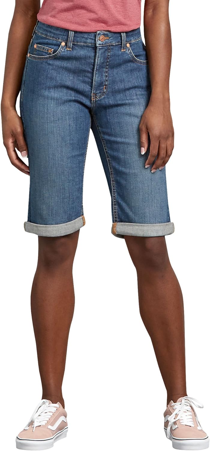 Dickies Women's Perfect Shape Denim Bermuda Shorts at  Women’s Clothing store