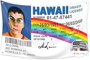 Probsin McLovin ID Flag Fake Driver License Flag,3x5 Feet Banner,Funny Poster Durable Decorations Wall Flag with Brass Grommets for College Dorm Room Decor,Outdoor,Parties,Gift,Man Cave
