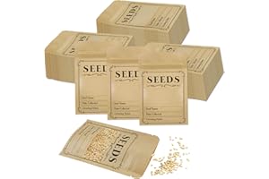 CODOHI Seed Saving Pouch Bags, 200 Pcs Preprinted Seed Packets Kraft Stand Up Zip Lock Pouches, 3.5" x 5.5" Resealable Bag with Transparent Window and Tear Notch for Flower Vegetable Seed Storage
