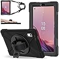 ZenRich Carrying Case for Lenovo Tab M9 2023 9.0''(TB-310FU/ TB-310FX), Heavy Duty Rugged Full-Body Protective Case with 360 Rotating Stand/Hand Strap/Shoulder Belt for Lenovo Tab M9 9 inch,Black