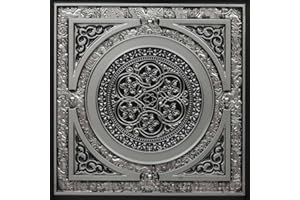 FROM PLAIN TO BEAUTIFUL IN HOURS Steampunk-Faux Tin Ceiling Tile - Antique Silver 25-Pack