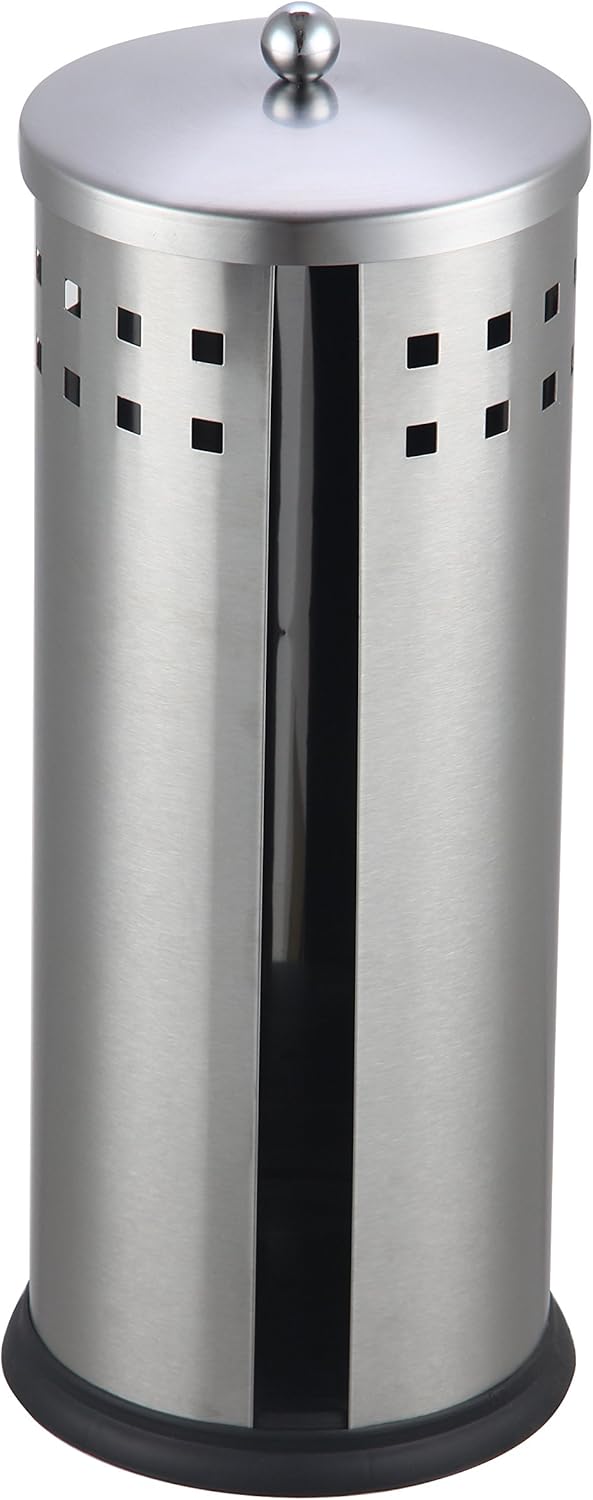 FunkyBuys® Deluxe Toilet Roll Caddy Stainless Steel/Chrome Bathroom Loo Roll Holder Square