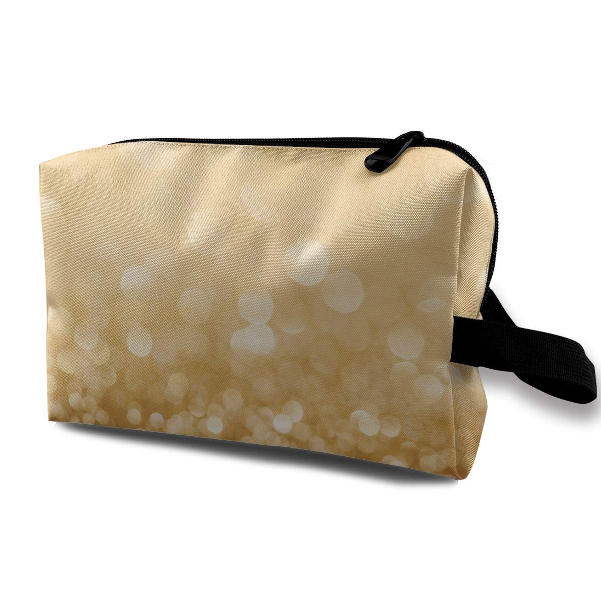 Gold Glitter Cosmetic Bag Toiletries Bags Makeup Pouch Zipper Pen Pencil Power Lines Storage Travel Cases,Resistance Carry Handle