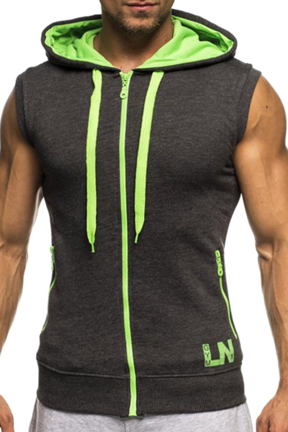 Men Hoodie Vest Lightweight Workout Sleeveless Zip up Vests Amazon.ca