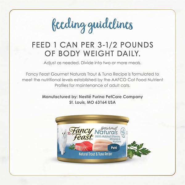 PURINA FANCY FEAST GRAIN FREE WET CAT FOOD PATE GOURMET NATURALS TROUT AND TUNA RECIPE – (PACK OF 12) 3 OZ. CANS