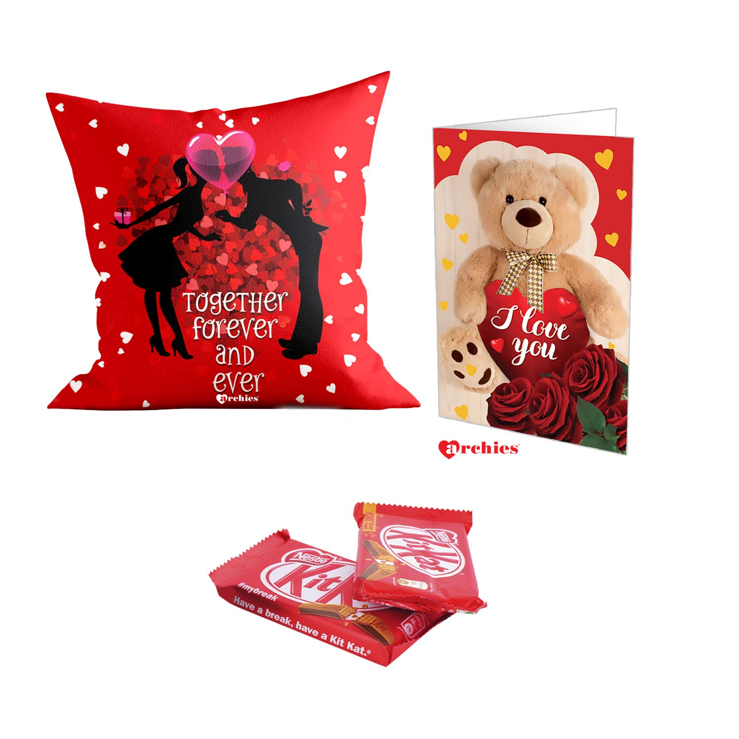 Archies Love Valentines Printed Cushion 12x12 With Filler And 2