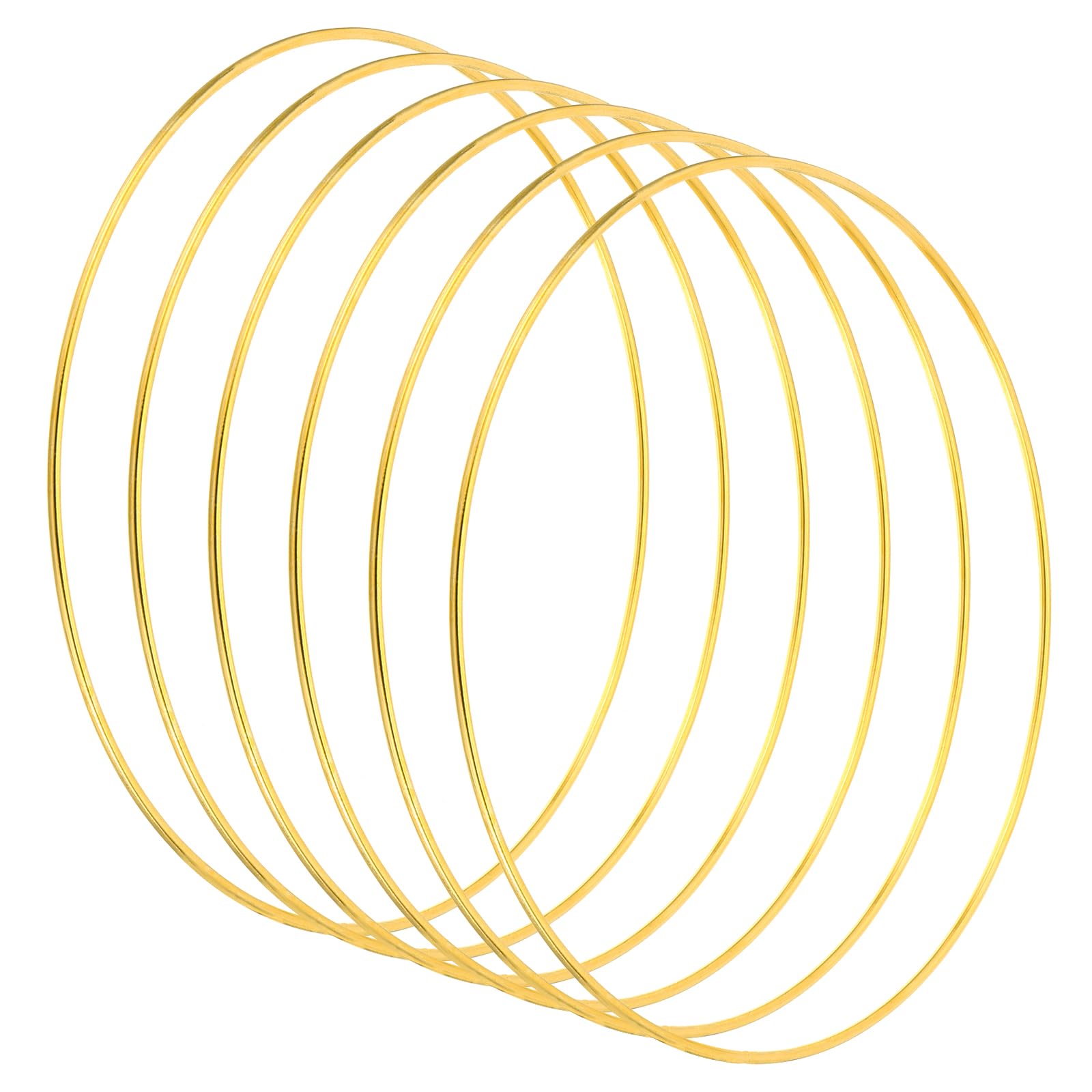 PATIKIL 7.5 Inch Dream Catcher Rings, 6 Pcs Metal Macrame Wreath Floral Round Ring Hoop for Christmas Decor Home Car DIY Craft Wedding Wall Hanging Decorations, Gold