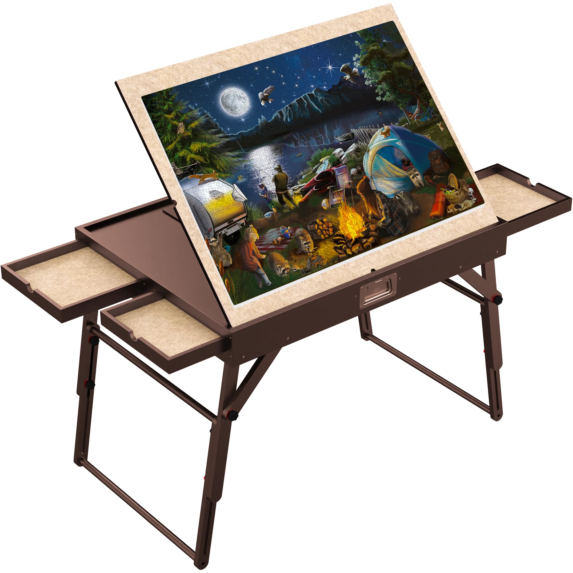 Rustic Adjustable Puzzle Table QUOKKA Puzzle Table with Drawers for Adults - Fits Jigsaw Puzzles Up to ...