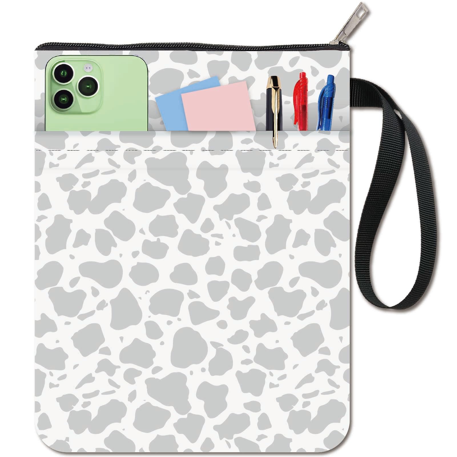 CRASPIRE Leopard Print Book Covers White Book Sleeve Book Protector for Paperbacks Washable Fabric Cloth Book Cover with Zipper and Extra Sleeve Pocket for Book Lovers Classmate Gifts