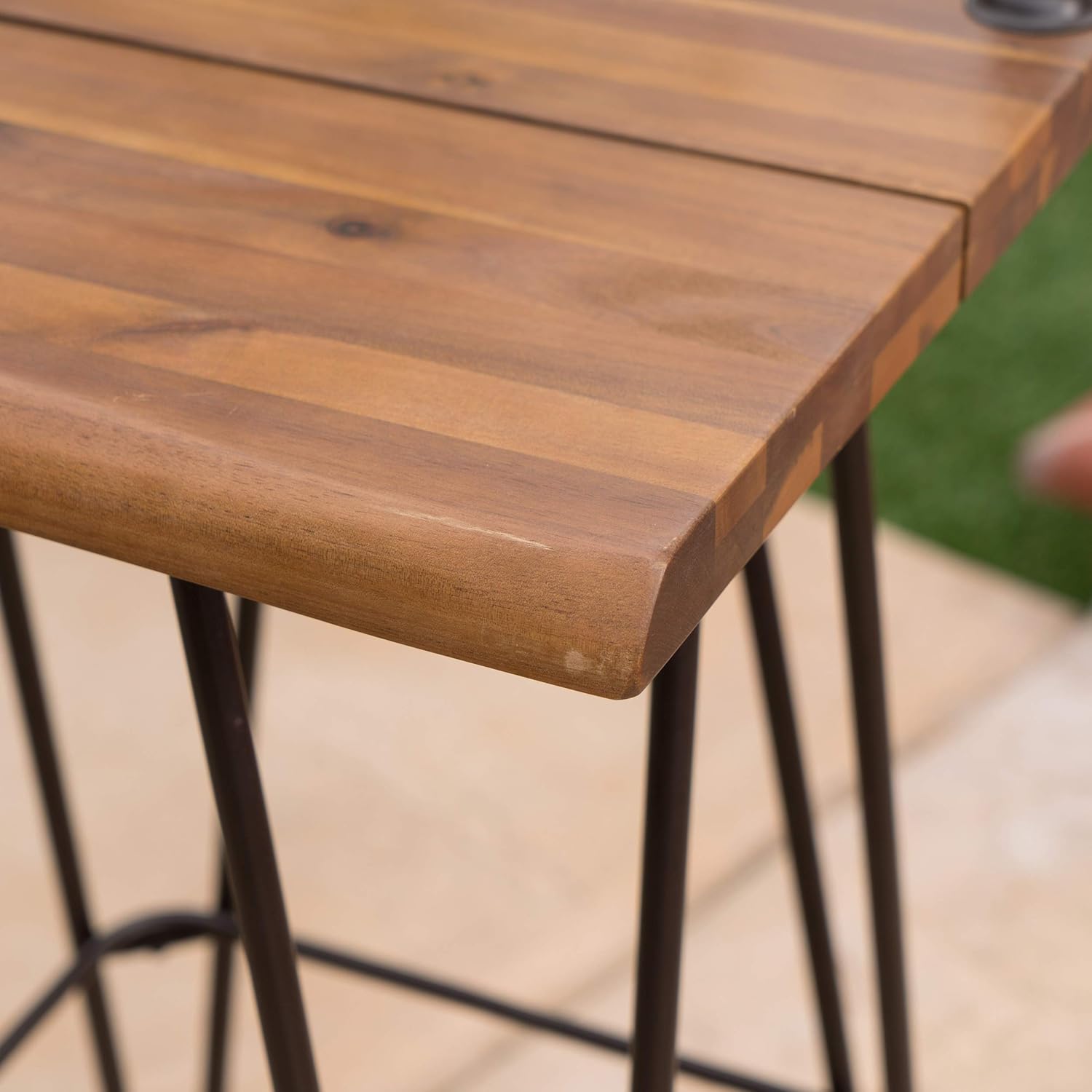 Christopher Knight Home Denali Outdoor Industrial Acacia Wood Barstools with Finished Iron Frame, 2-Pcs Set, Teak Finish / Rustic Metal: Garden & Outdoor