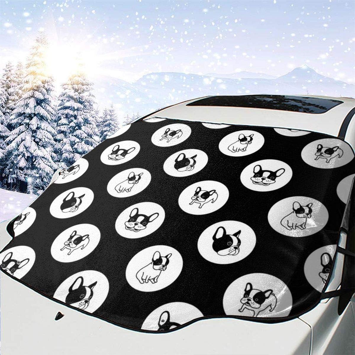 フレンチブルドッグ 面白い サンシェード 車 フロント日よけ 車フロント 遮光 断熱 ひよけ サンシェイド 軽自動車 汎用 Voxy ボルボ 日産 Suv 吸盤なし カーフロントカバー 紫外線 147 118cm サンシェード 車 バイク Amazon