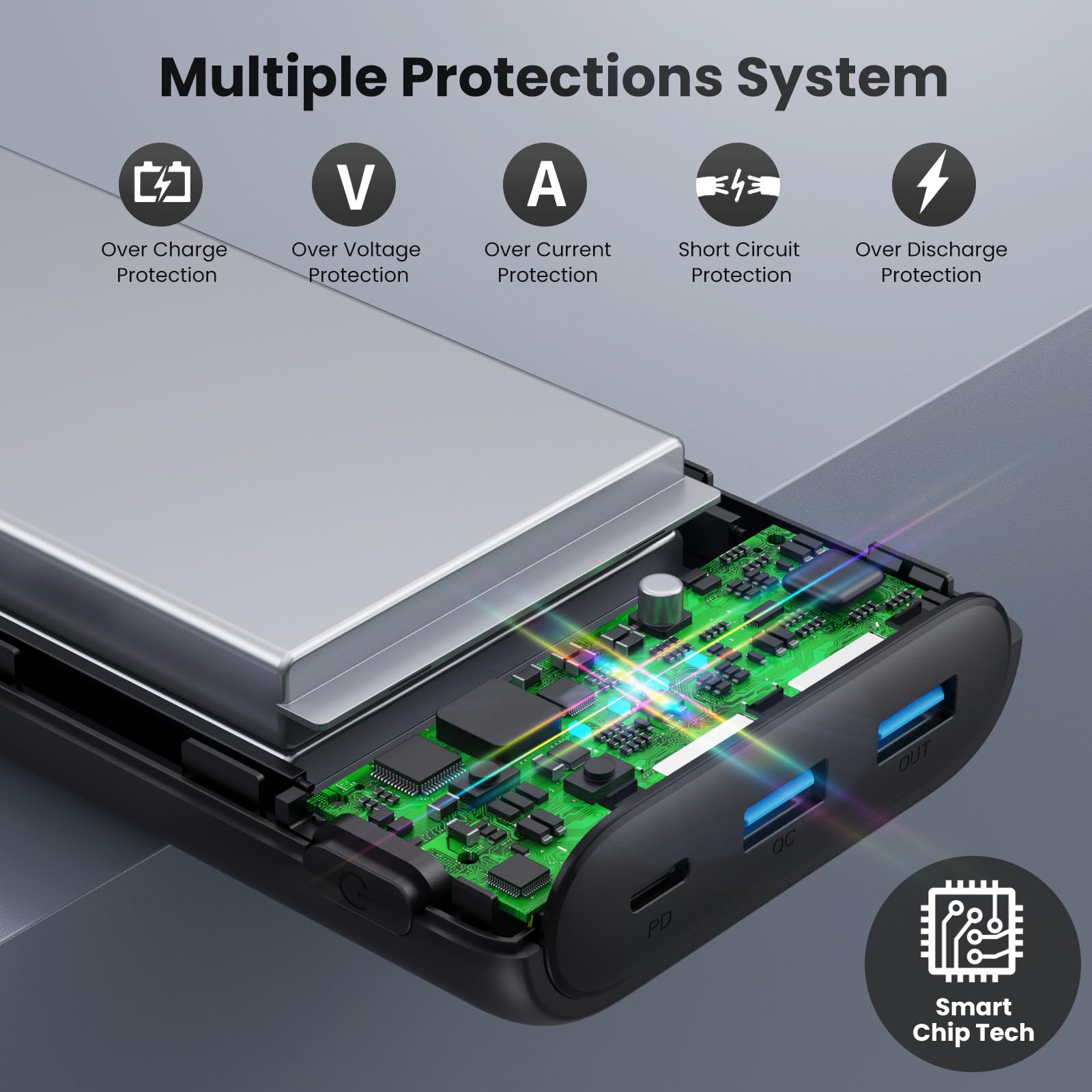Ekrist Upgraded Portable Charger 40800mAh Power Bank - Portable Battery with 2 Built in Cables,PD 25W USB C Fast Charging Battery Pack Compatible with iPhone 16 15 14 13 Android Phone etc-Black