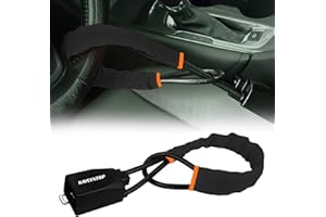 KAYCENTOP Car Steering Wheel Lock, Seat Belt Lock, Anti-Theft Device, Max 17 Inch Length, Small and Light-Weight, Multi-Functional, Fit Most Vehicle, SUV, Golf Cart Security (Black)