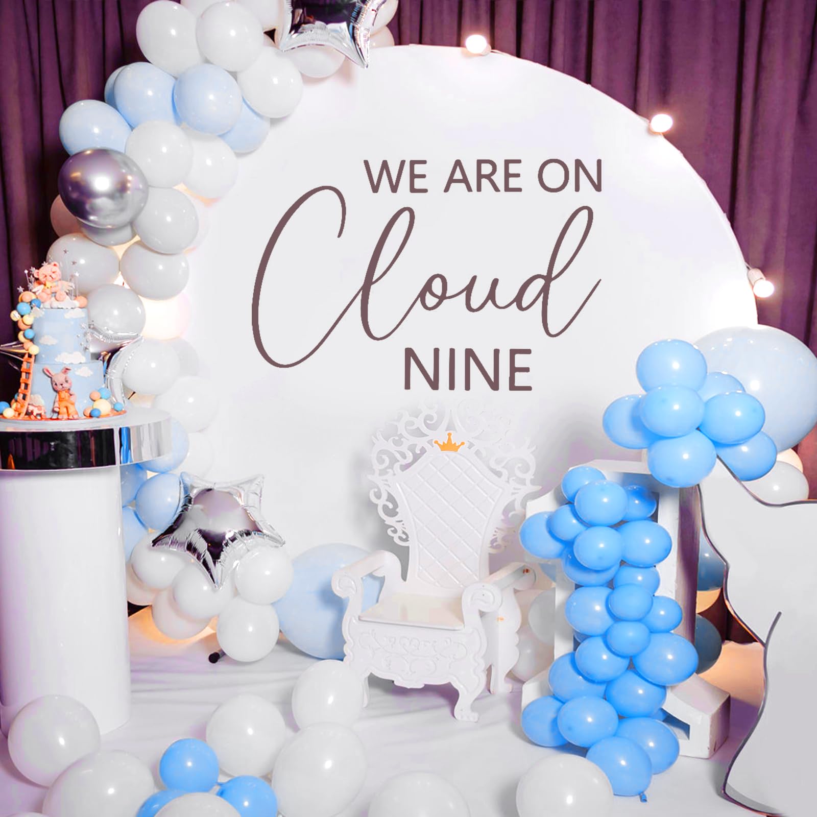 NQEUEPN We Are on Cloud Nine Stickers, Joyful Baby Shower Stickers Celebratory We Are on Cloud Nine Party Decorations Photography Backdrop Party Decor for Baby Supplies