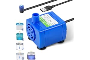 BAOFUM IP68 DR-DC160 submersible water pump Cat Water Fountain Pump for Tritone Ceramic, Stainless Steel, Round Flower Cap Cat Fountains, Automatic Pet Water Dispenser Replacement Pump (With LED)