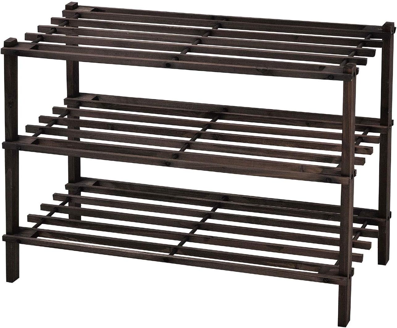 Knight 3 TIER WOODEN SHOE RACK ORGANISER | MULTI FUNCTIONAL STORAGE SHELF | STURDY & LIGHTWEIGHT | NATURAL & DARK(Dark)