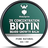 Beard Balm,2X Concentration Biotin Beard Balm for Men (2 oz) - Natural Mens Beard Oil with Castor Oil,Argan Oil, Jojoba Oil and Vitamin,Thickening for Beard,Beard Growth Softener (Cedarwood)
