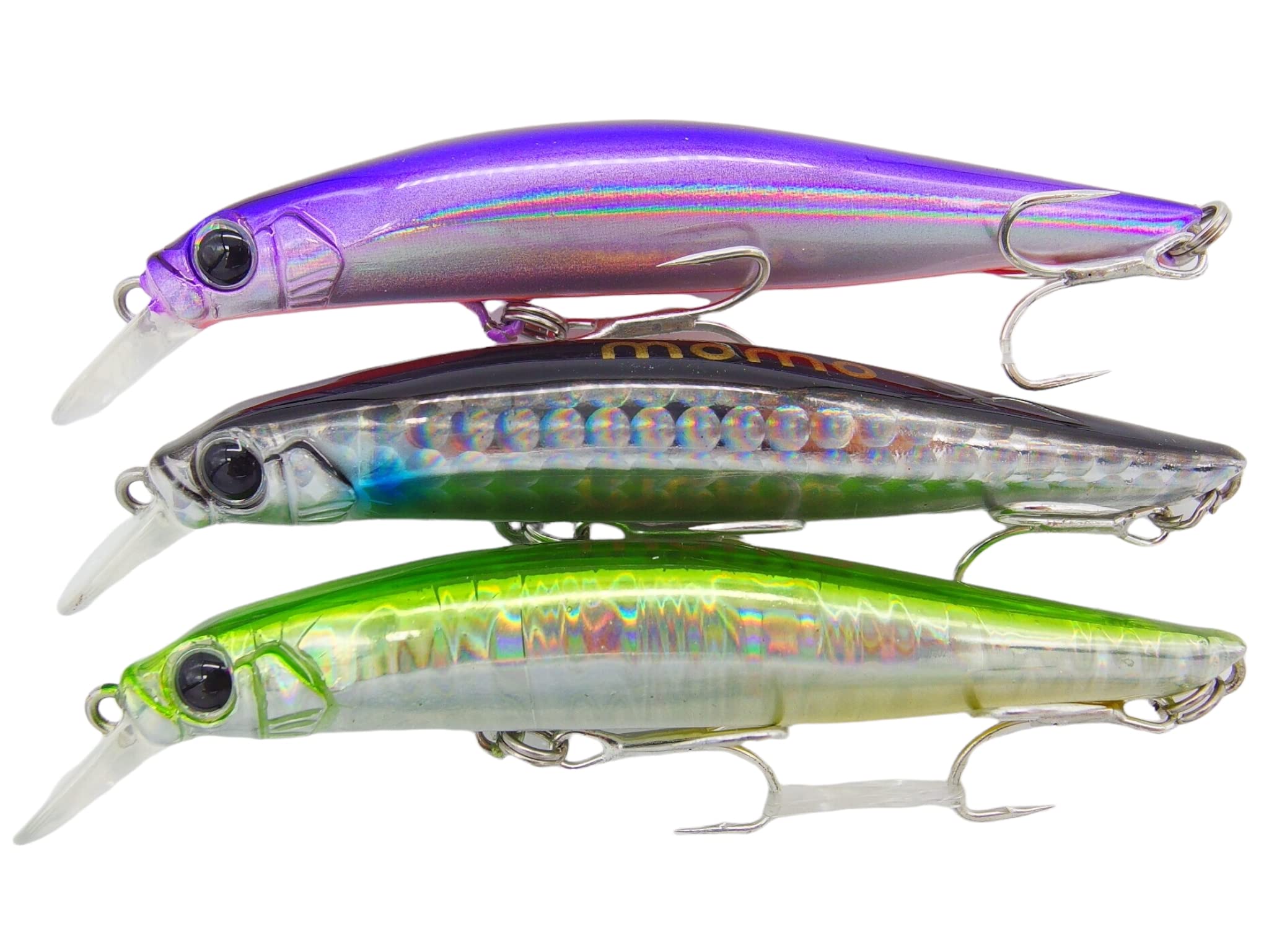 momolures - ULTIMA ARTIST SWIMMER 80mm Sinking Minnow for Bass, Seabass, Pike, Zander, Trout, Salmon lure fishing (3 Pieces Assort #02)