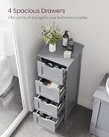 VASAGLE Mystic Grey 30x30x82 cm Bathroom Cabinet with 4 Drawers view 3