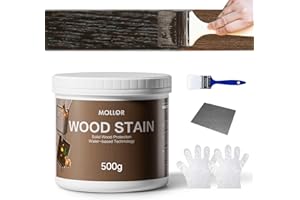 MOLLOR Wood Stain, 16 Oz Water Based Wood Stain and Sealer in One - No Priming, No Top Coat Required, Fast Drying|Low Odor|Non-Toxic, Perfect for Indoor and Outdoor Furniture (Black Walnut with Tools)