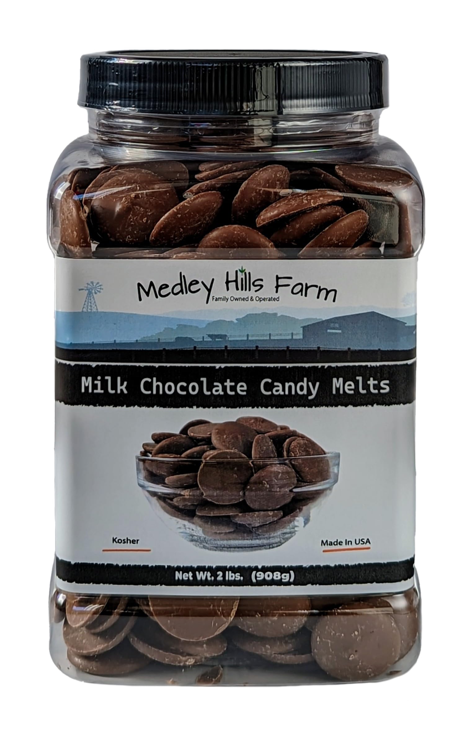 Milk Chocolate Candy Melts by Medley hills farm 2 lbs. in Reusable Container - Melting chocolate candy melts for all your making needs! Made In USA
