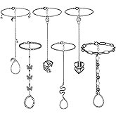 Fumete 6 pcs Finger Ring Bracelet Linked Rhinestone Hand Harness Chain Slave Bracelet with Ring Everyday Jewelry for Women