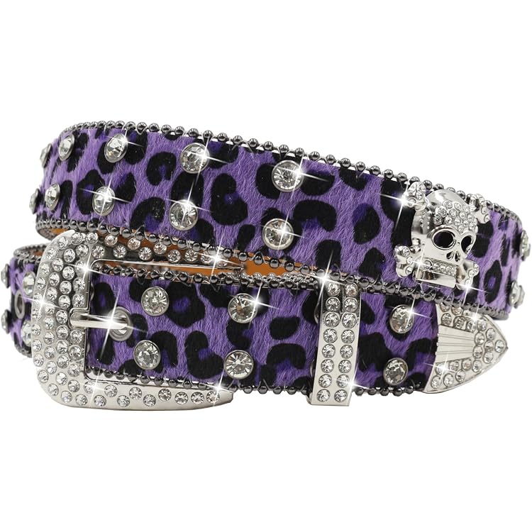 BB SIMON BELT - Purple animal print Bb Belt Simon Belt For Men Women On Leopard Print Shiny  main image 2