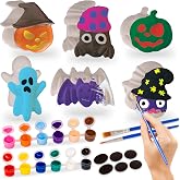 ArtCreativity Halloween Ceramic Fridge Magnet Painting Kit - 6 Pack - Halloween Fall Craft Set Includes Paint, Brushes, Magnets - DIY Home Decor Art & Craft for Beginners - Classroom Gifts Supplies