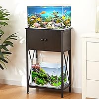 LAQUAL 10 Gallon Fish Tank Stand with Cabinet, Double Aquarium Stand for 10 & 5 Gallon Fish Tank, Heavy Metal Stand with Stab