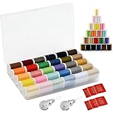 30 Colors Polyester Sewing Thread Set, 50 Yards Per Spool with Needles &amp; Storage Case, Assorted Thread Spools for Hand and Machine Sewing, Embroidery, Mending Clothes, DIY Craft Projects