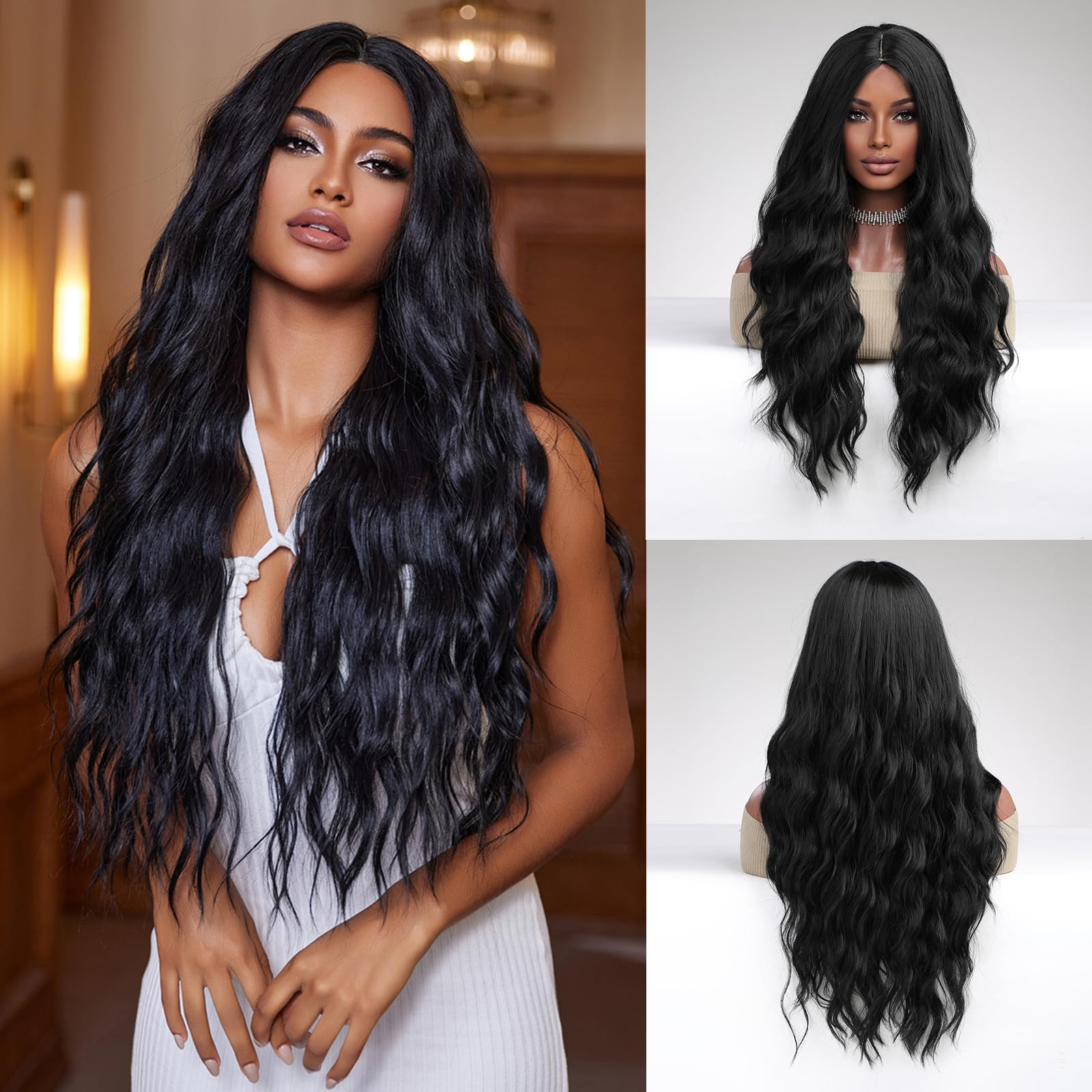 Esmee Long Wavy Black Wig for Women Natural Synthetic Hair Heat Resistant Wigs — image 1
