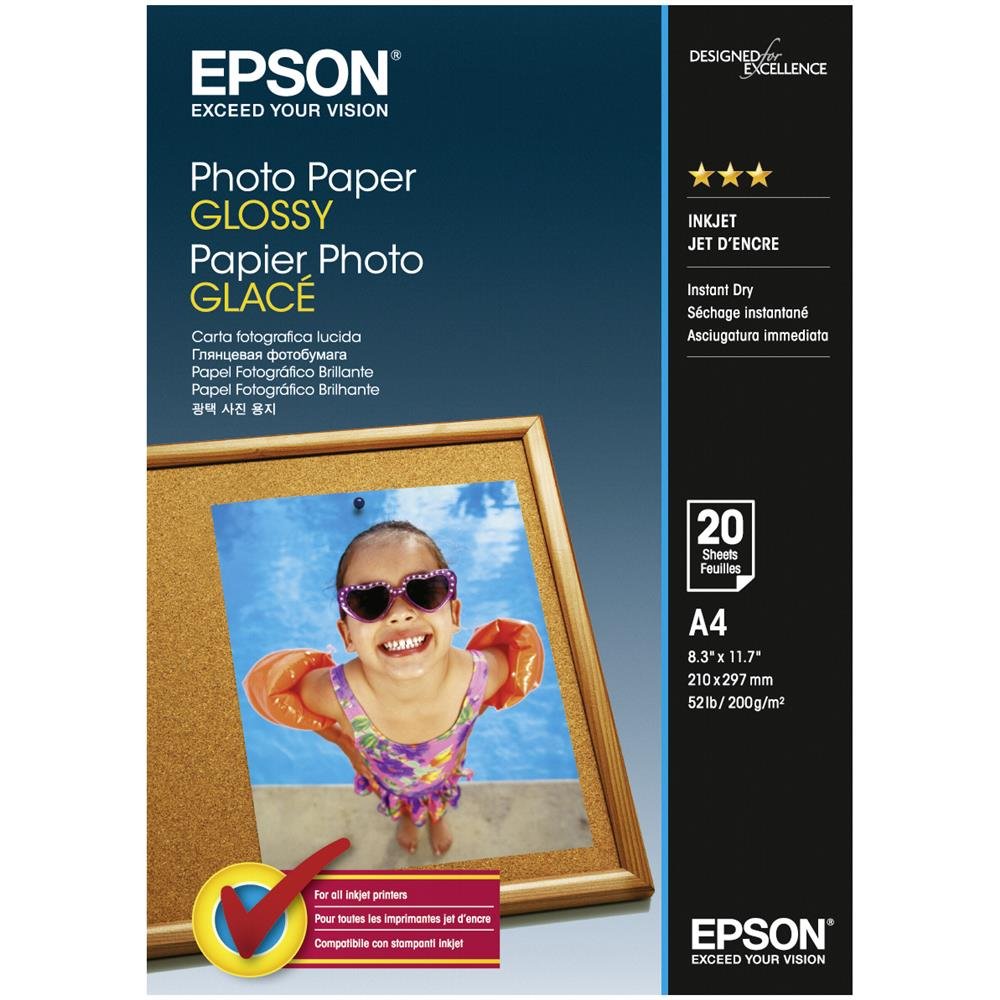 Epson Default Category A4 Glossy Photo Paper, White, 20 Sheets