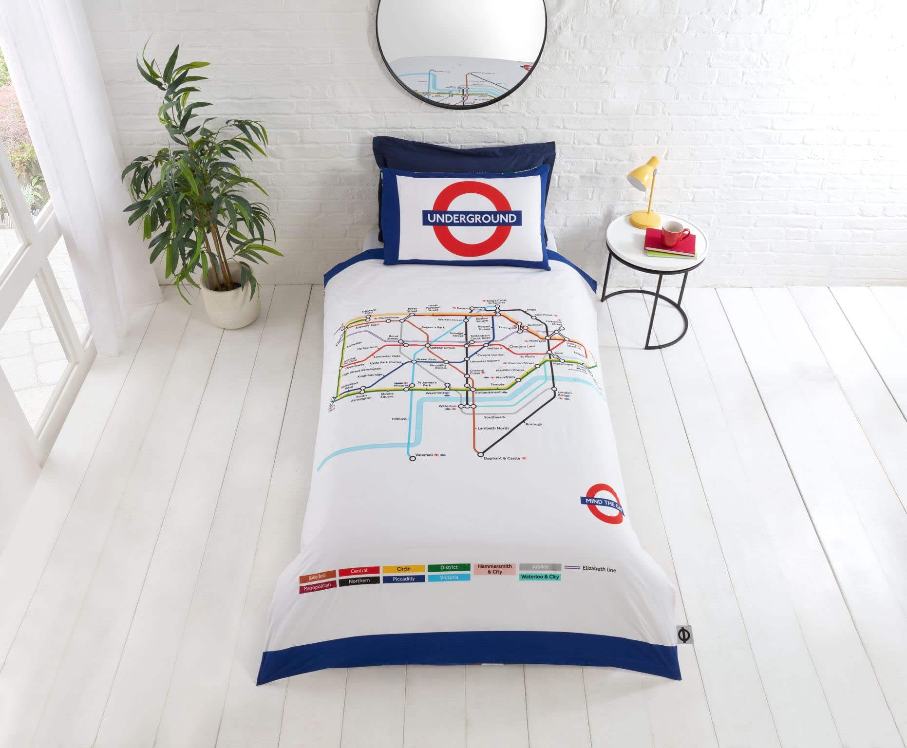 Rapport Home London Underground Duvet Cover Set Single - Official TFL Licensed Reversible Polycotton Bedding with Iconic Tube Map & Logos - Multicolor Kids & Teen Bedroom Decor (200x135cm)