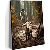 Jesus and Lamb Canvas Wall Art Jesus Running After Lost Sheep Wall Decor Christian Baptism gifts Lamb of God Painting Poster Print Artwork for Living Room Bedroom Church Decor 8X10 in canvas