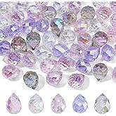 Hobbspring 100Pcs Crystal Glass Beads 5 Colors Transparent Drop Glass Beads Sparkle Faceted AB Color Water Drop Bead for Jewelry Making Necklace Earring Craft Supplies
