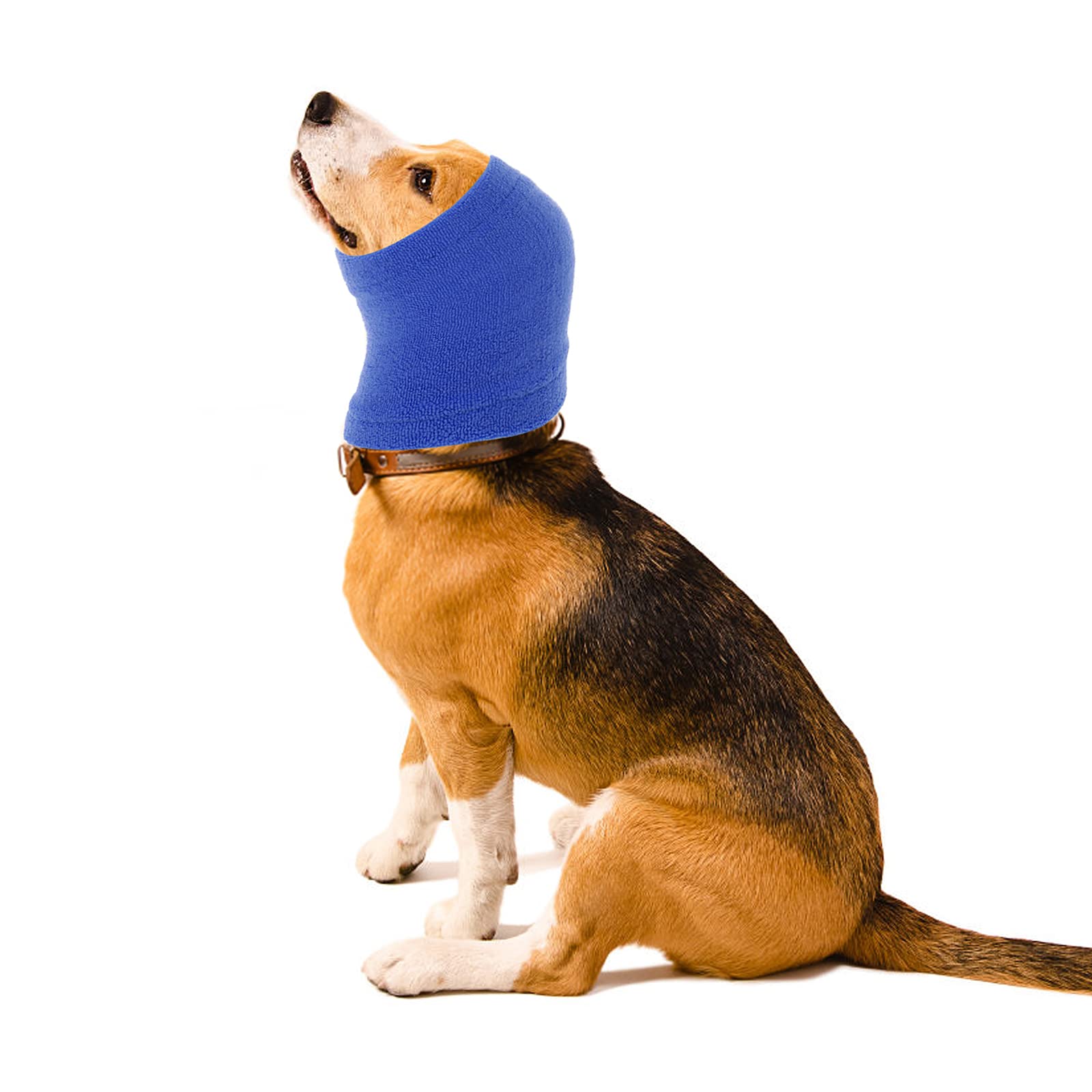 Cobee Dog Snood for Neck & Ears Warmer, Anti-Anxiety Pet Ear Covers (L Size, Blue)