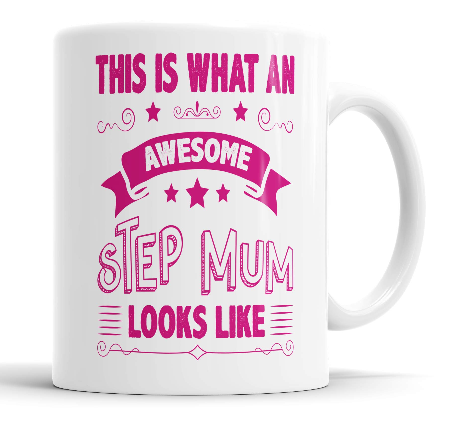 This is What an Awesome Step Mum Looks Like Mug Humour, Joke, Leaving Present, Friend Gift Cup Birthday Christmas, Ceramic Mugs