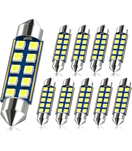Qasim 6-Pack 44mm (1.73in) Festoon LED Bulbs - 561, 562, 567, 211-2 Replacement, 12V White For Car Dome, Map, License Plate Lights - View #2