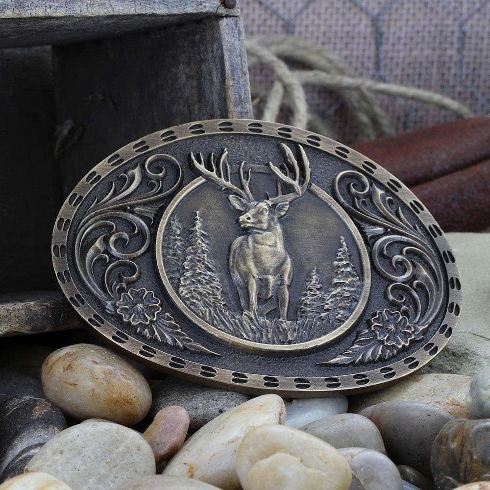 Montana Silversmiths Heritage Outdoor Series Wild Stag Carved Buckle: Clothing