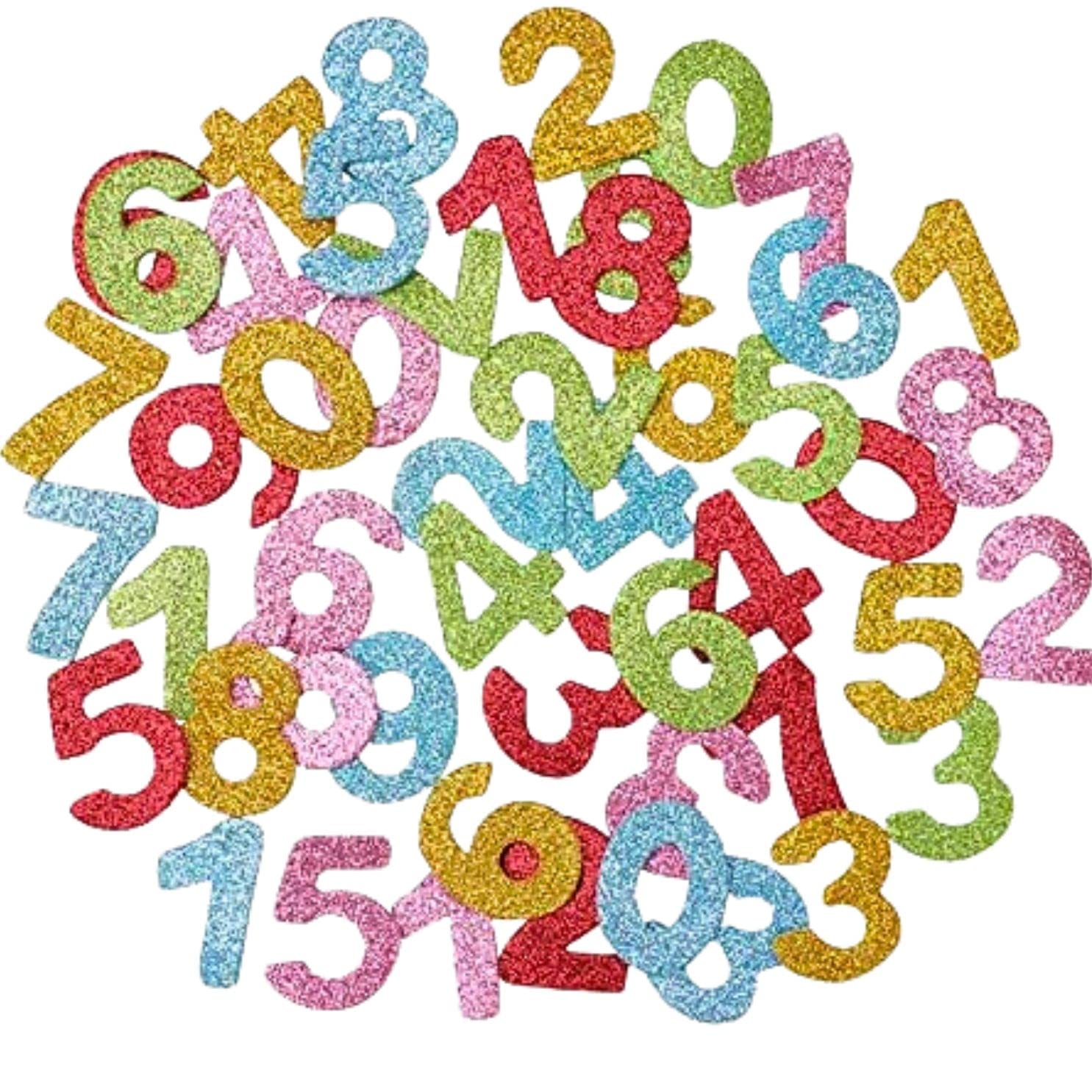 Number Stickers for Birthday Cards and Crafts - 100 Glitter Number Stickers | Sparkly Stick on Foam Numbers Kids Card Making Scrapbooking