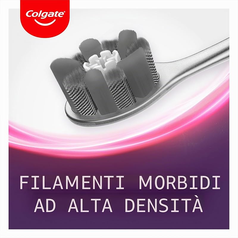 Spazzolino Manuale Colgate Max White Ultra, Sorriso Più Luminoso, Rimuove le Macchie Superficiali, Pulisce Tra i Denti, Setole ad Alta Densità, Imballaggio Riciclabile